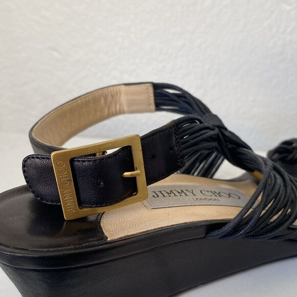 Jimmy Choo Black buckle ankle strap wedge sandals - Picture 10 of 10